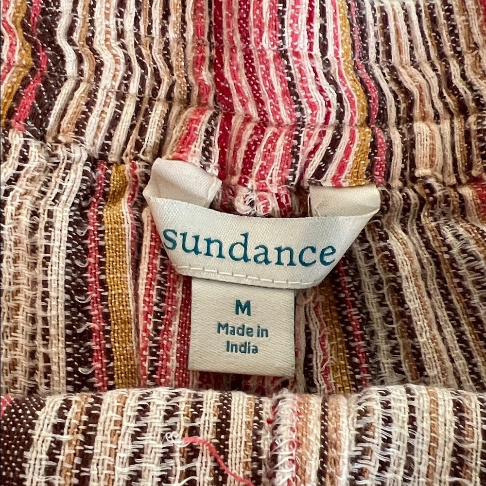 Sundance Striped Cuffed Gauzy Pull on Pants Medium 
Resort Indian Cotton - Picture 3 of 13